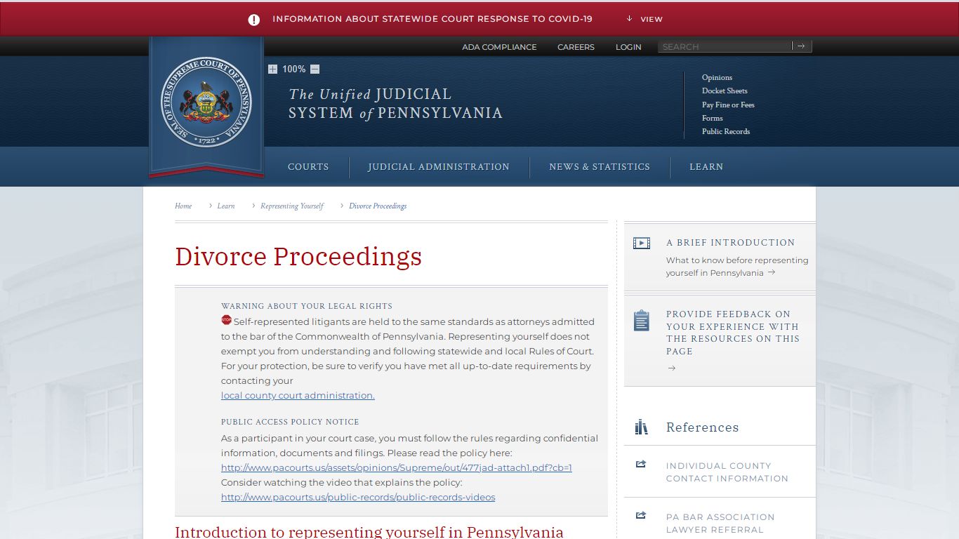 Divorce Proceedings - Unified Judicial System of Pennsylvania